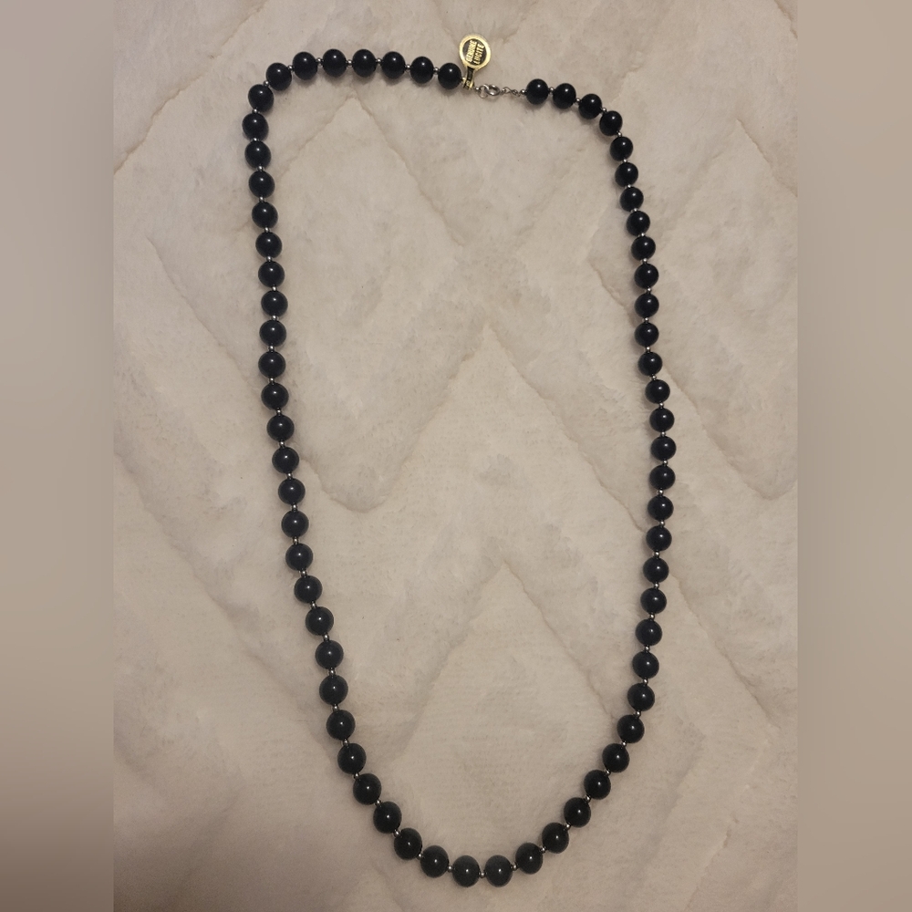 Black Genuine Lucite Beads Beaded Long Necklace Fashion Accessory
